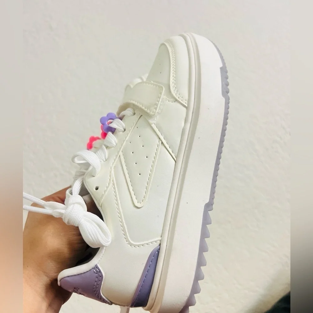 Justice Sport Sneaker Pearl and Purple Size 4 NWT